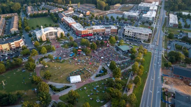 a large group of buildings and streets