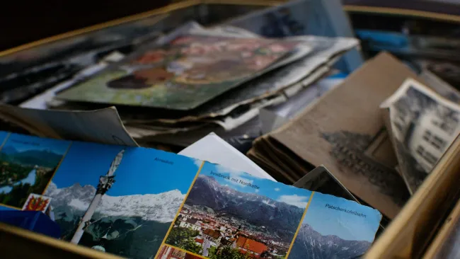 a group of postcards