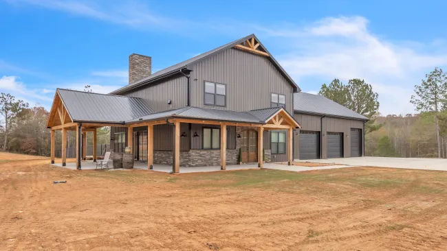 a house with a dirt yard