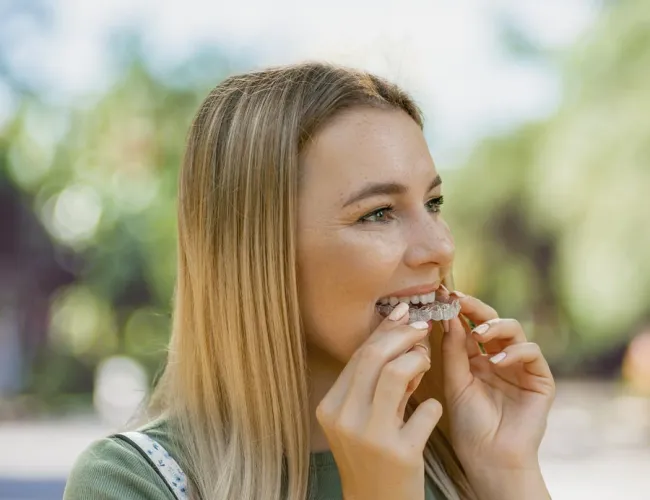 a woman eating a pastry