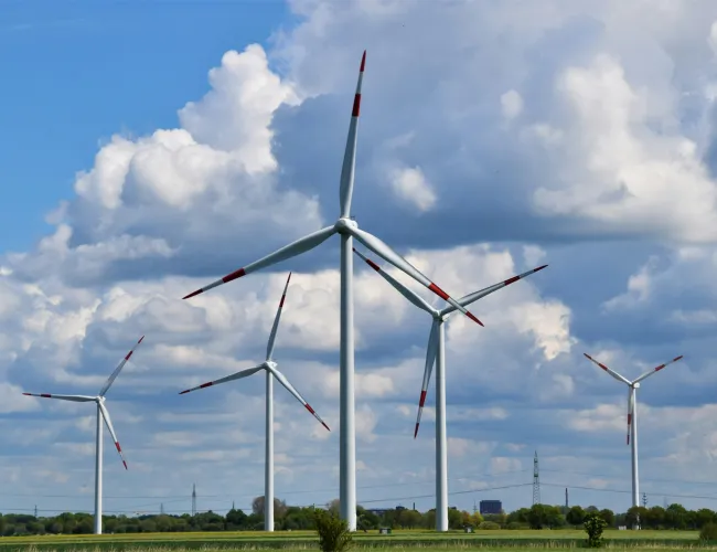 a group of wind turbines