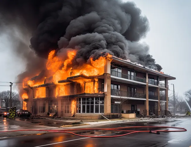 a building on fire