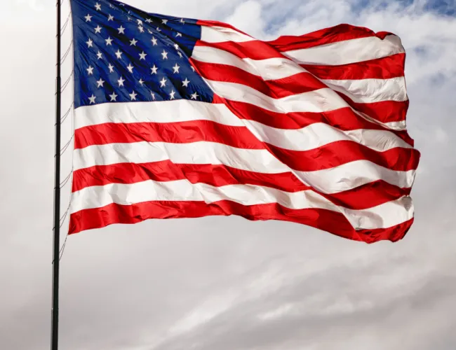 a red white and blue flag for VA Loans