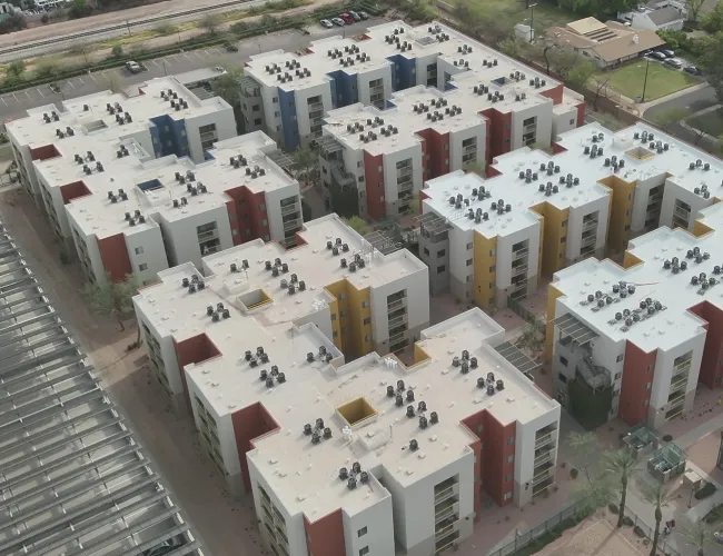 aerial view of a large building