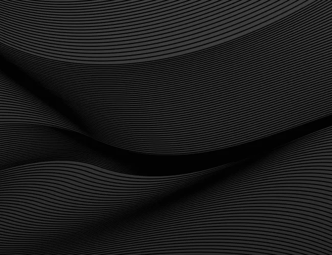 Black abstract background with layered wavy lines creating a flowing, textured pattern