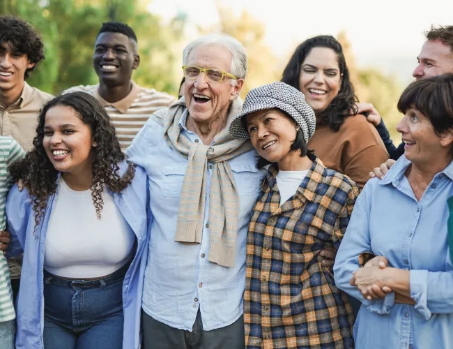 a group of people standing together