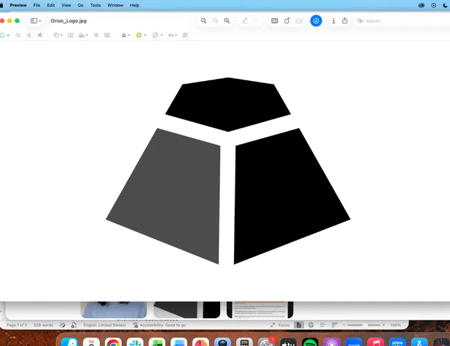 Black and dark gray abstract geometric logo design with three trapezoidal shapes forming a pyramid.