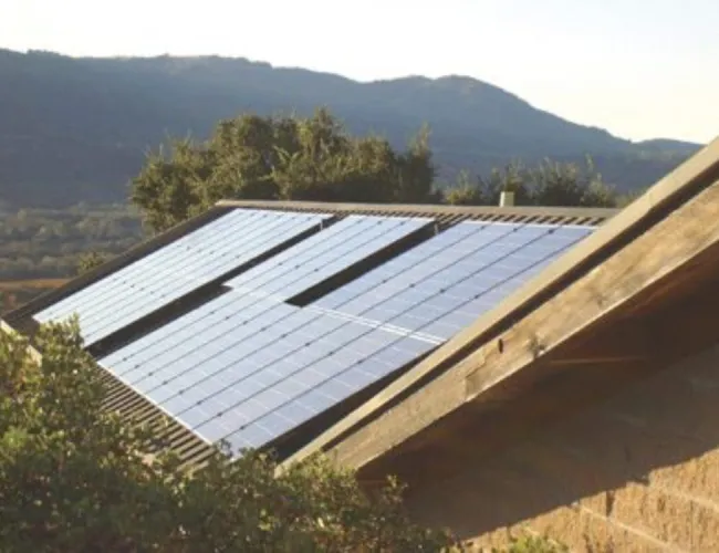 a roof with solar panels