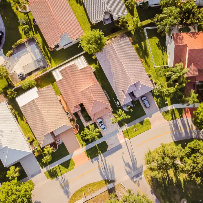 an overhead view of houses