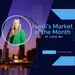 Heidi's Market of the Month St. Louis with city skyline at dusk and portrait of woman in green jacket.