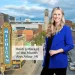 Smiling woman in blue blazer with Ann Arbor Michigan theater district background and market of the month text overlay