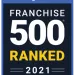 Entrepreneur Franchise 500 Ranked 2021 badge with bold text on blue and black background