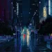 a wet street in a city