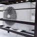 a fan on a shelf