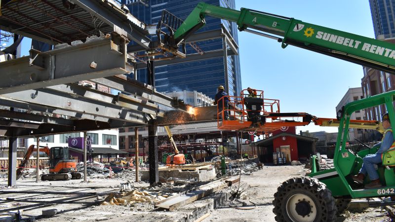 a construction site with a crane