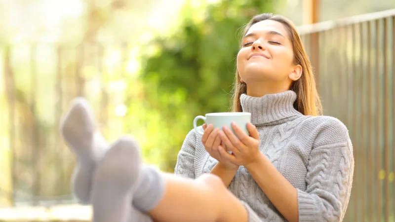 a woman sitting outside