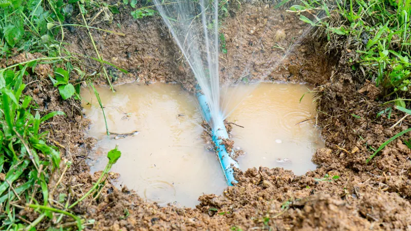 a water spouting out of a hole in the ground in yard