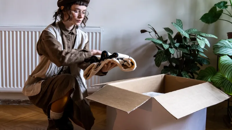 a person sitting on a chair with a gun and a bag