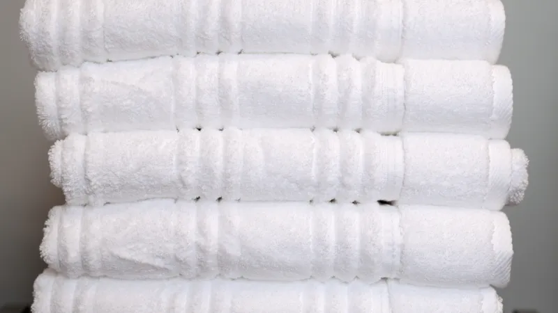 a stack of white towels