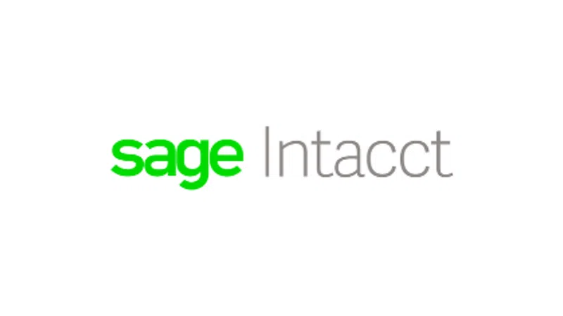 Sage Intacct logo with green and gray text on a white background