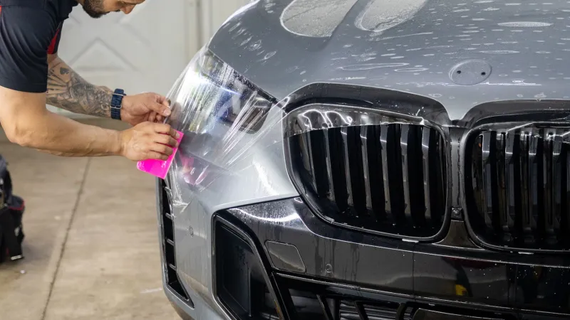 a man working on a car