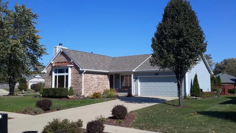 The new roofing shingles here are Duration shingles with built-in SureNail Technology strips by Owens Corning. With the SureNail Technology strips, these shingles are warranted for up to 130 mph wind gusts.