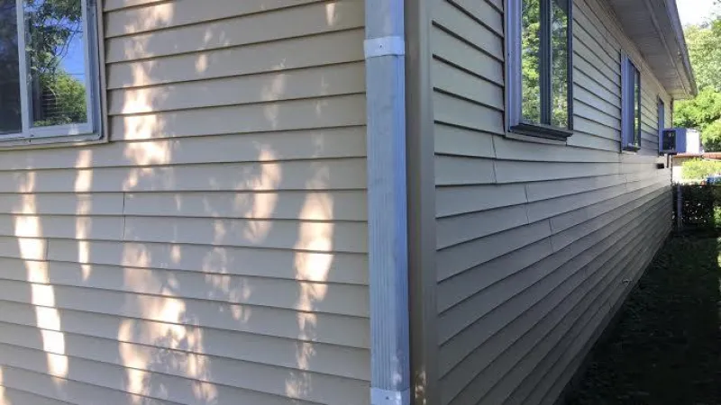 The color of this vinyl siding is Corn Silk.
