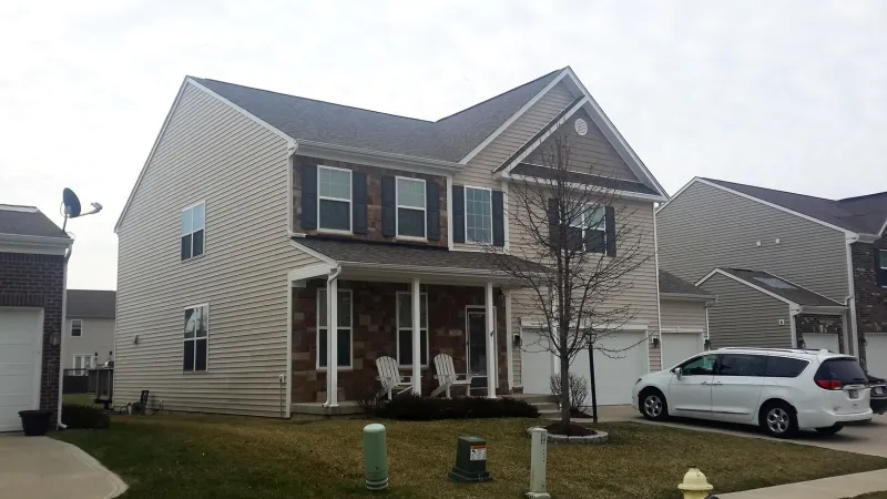 All items used are part of the Owens Corning roofing system, including the shingles and matching ridge caps. All roof penetrations are custom painted to match the roofing system color for that added special touch.