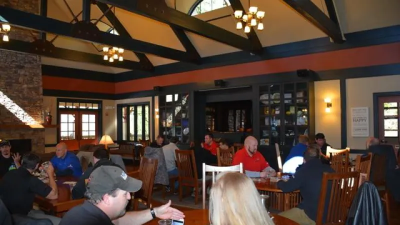 The GA team enjoying lunch and spending time with each other at the Camp Sunshine house.