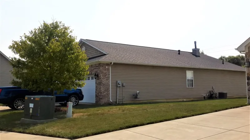 All items used are part of the Owens Corning roofing system, including the shingles and matching ridge caps. All roof penetrations are custom painted to match the roofing system color for that added special touch.