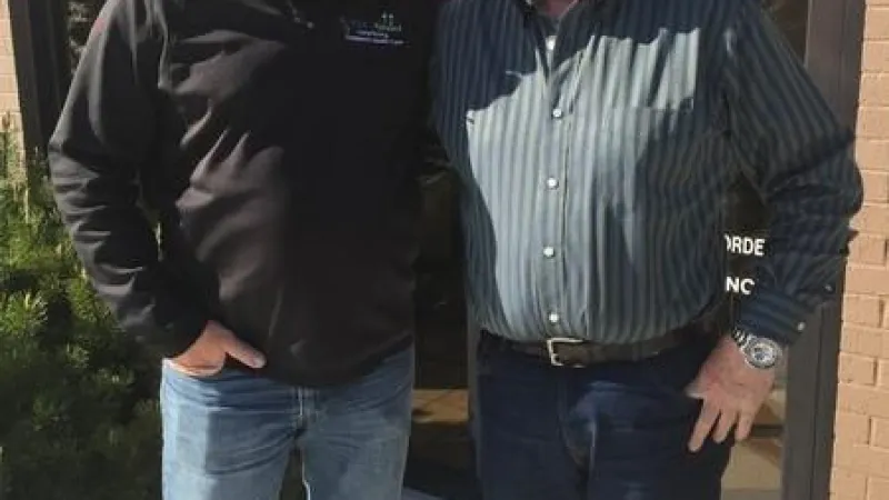 The owner of Crown Screw & Bolt was very pleased with ARAC Roof It Forward Sales Manager Jett Thomas on a job well done.