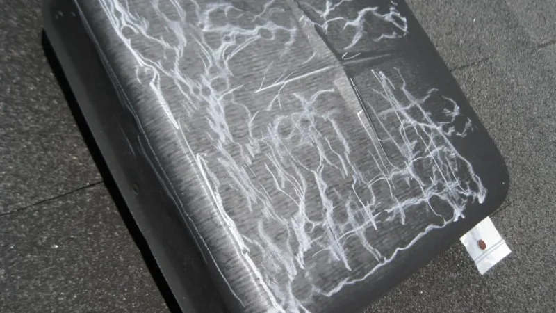 This is a metal turtle back vent on a roof in Marietta, GA. If the hail did this to metal, imagine what it did to the shingles!