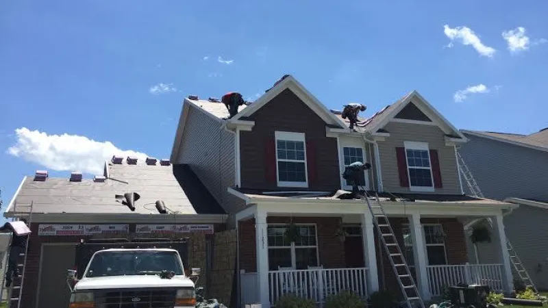 Nine crew members ensured this roofing system was safely completed in one day's time.