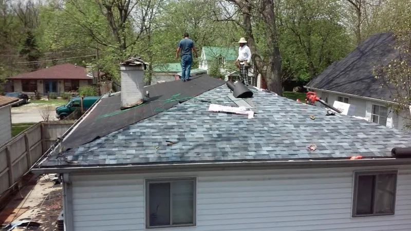 The roof is stripped down to the decking, and the decking is then re-nailed where needed. New felt, drip edges, accessories, and designer ridge caps equals a complete roofing system.