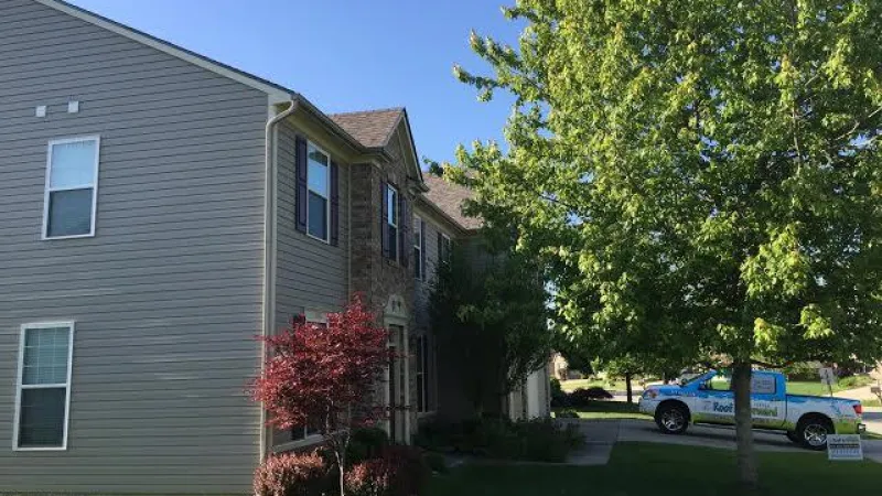 The amazing roofing transformation is done with the Owens Corning Duration Shingles in the Driftwood color.