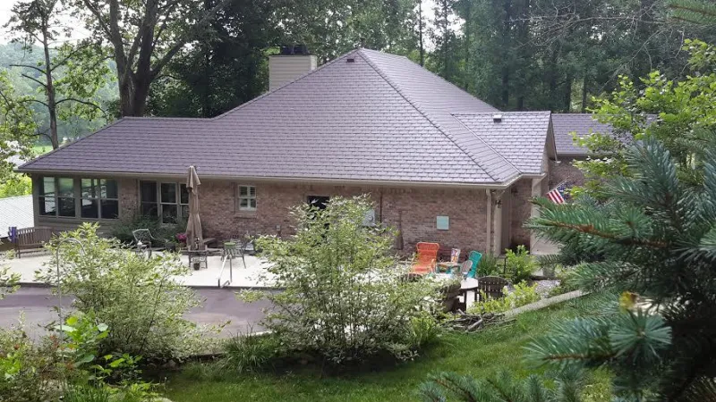 This Brandy Wine colored synthetic slate roofing system is maintenance-free and gives you amazing results.