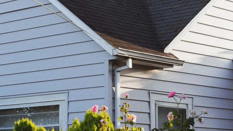 a corner view of a roof
