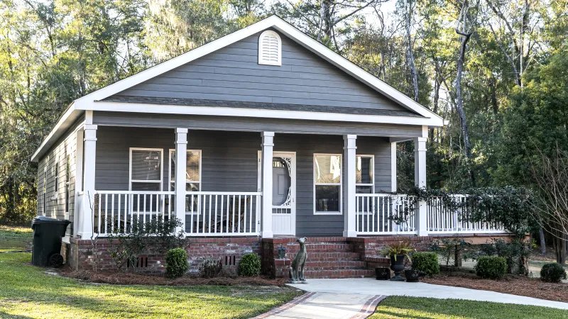 a house with a large front yard