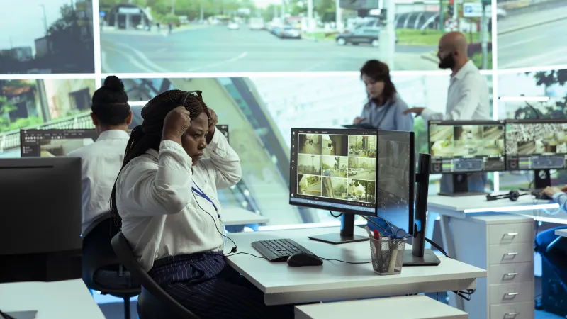 Monitoring center agent responding to a weapons detection alarm