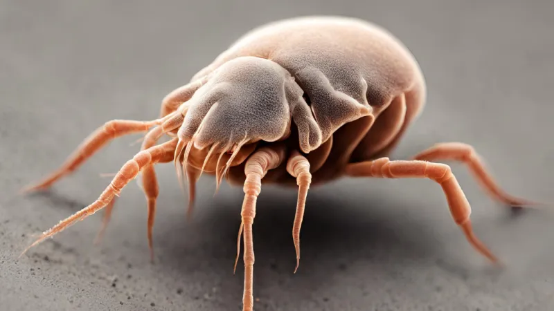 a close-up of a dust mite bug