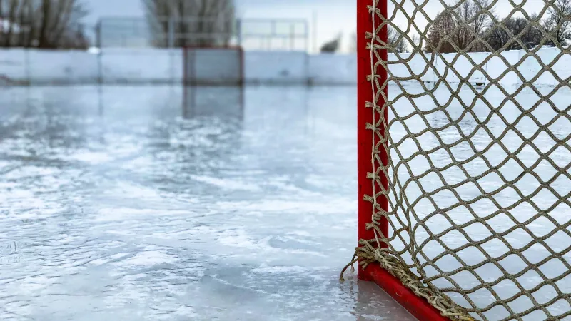 a net on a frozen lake