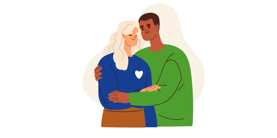 a man and woman holding each other