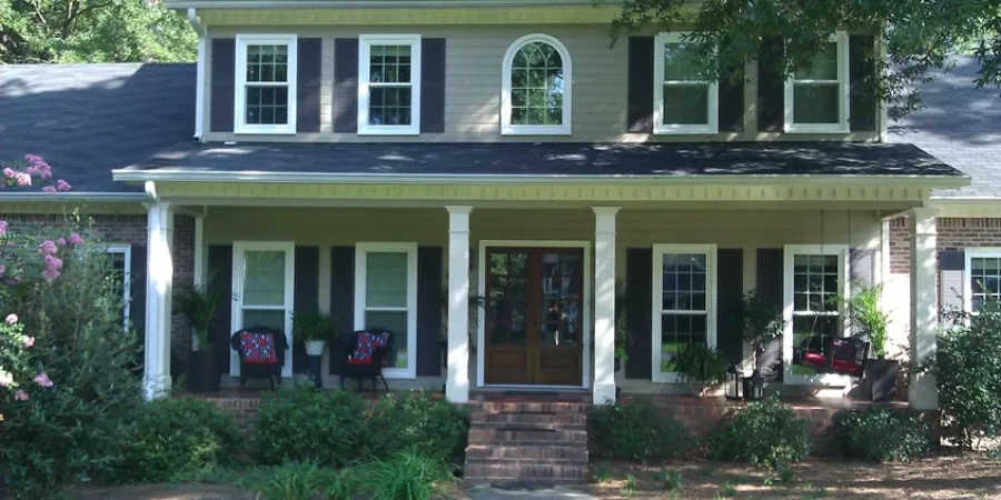 a house with a large front yard