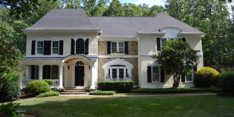 a house with a large front yard
