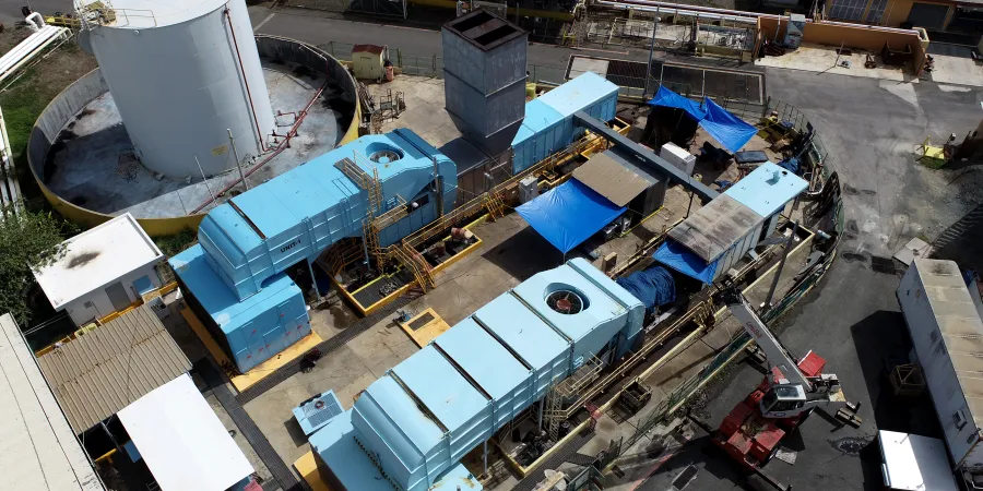 a high angle view of a factory