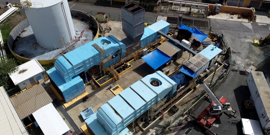a high angle view of a factory