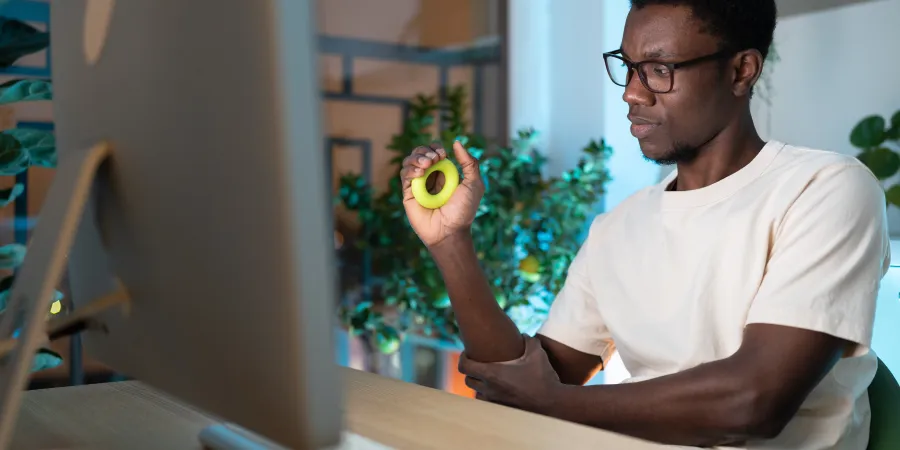 a man holding a ball
