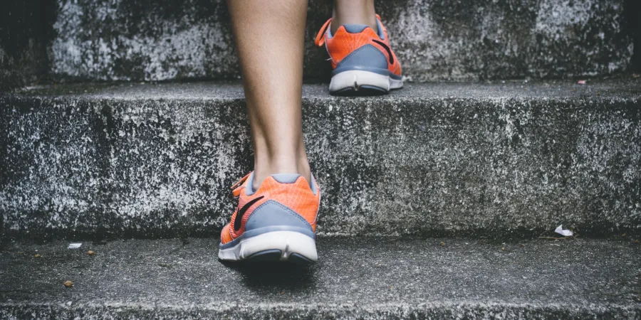 tennis shoes on steps