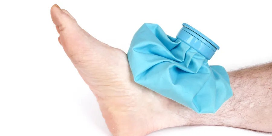 an ice pack on a foot