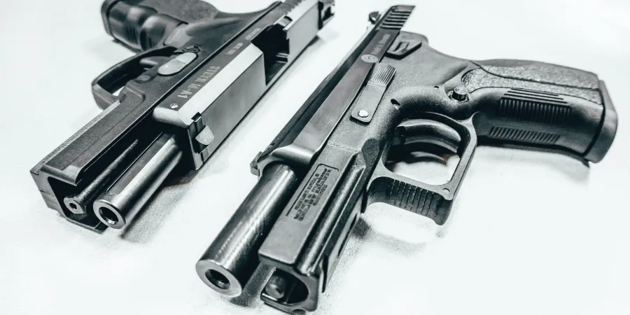 a close up of a gun